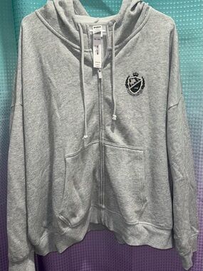 NWT Victoria’s Secret VS PINK XXL Gray Full Zip Hoodie
